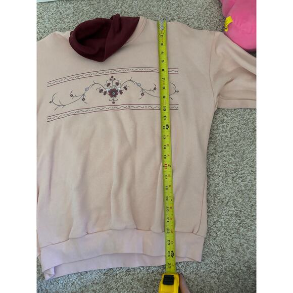 Vintage Baby Pink Floral Crewneck Sweater with Turtleneck Medium - Picture 5 of 6